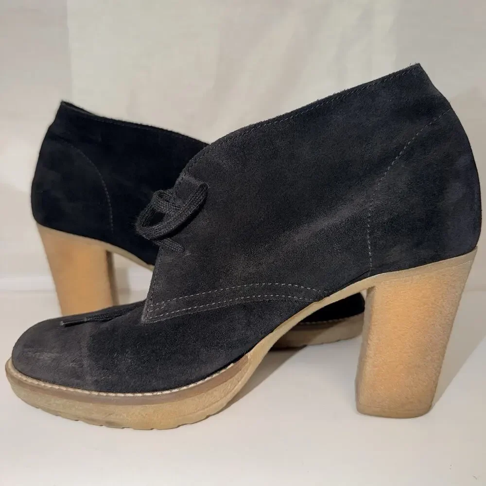 J.Crew Black Suede Lace-Up Block Heel Ankle Booties Sz 10 Chukka Desert Boot JB2